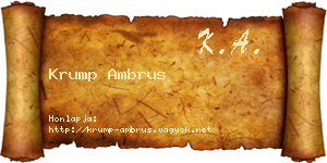 Krump Ambrus névjegykártya